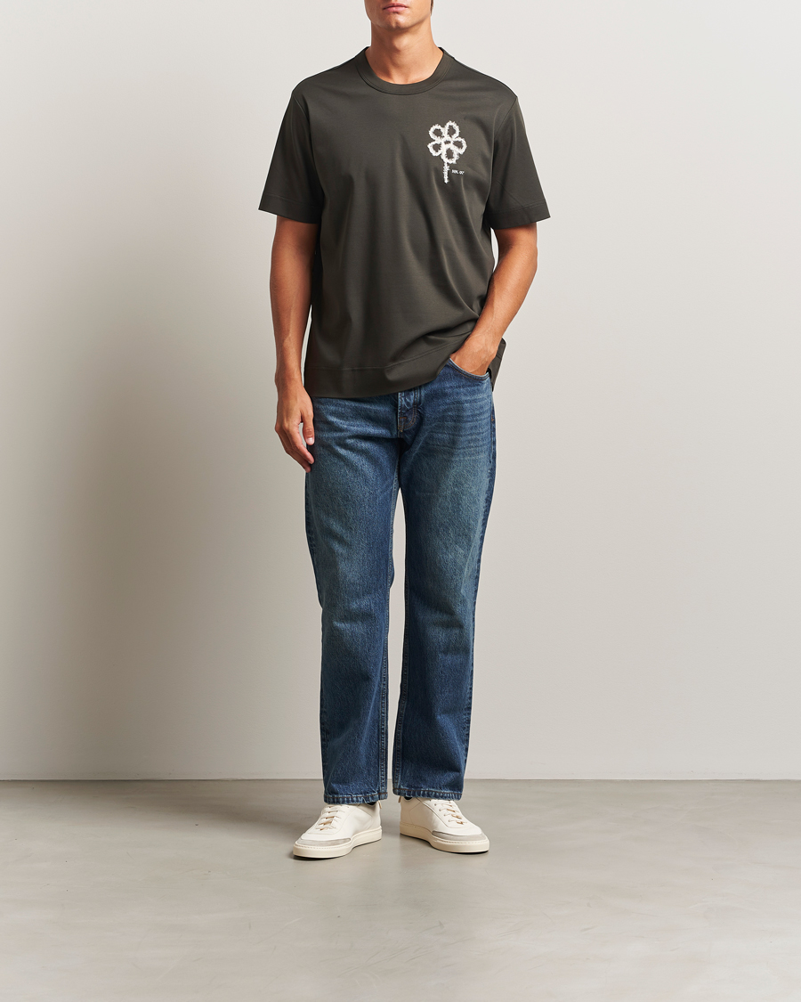 Herren | T-Shirts | NN07 | Pedro Mercerized Embroidered T-Shirt Dark Army