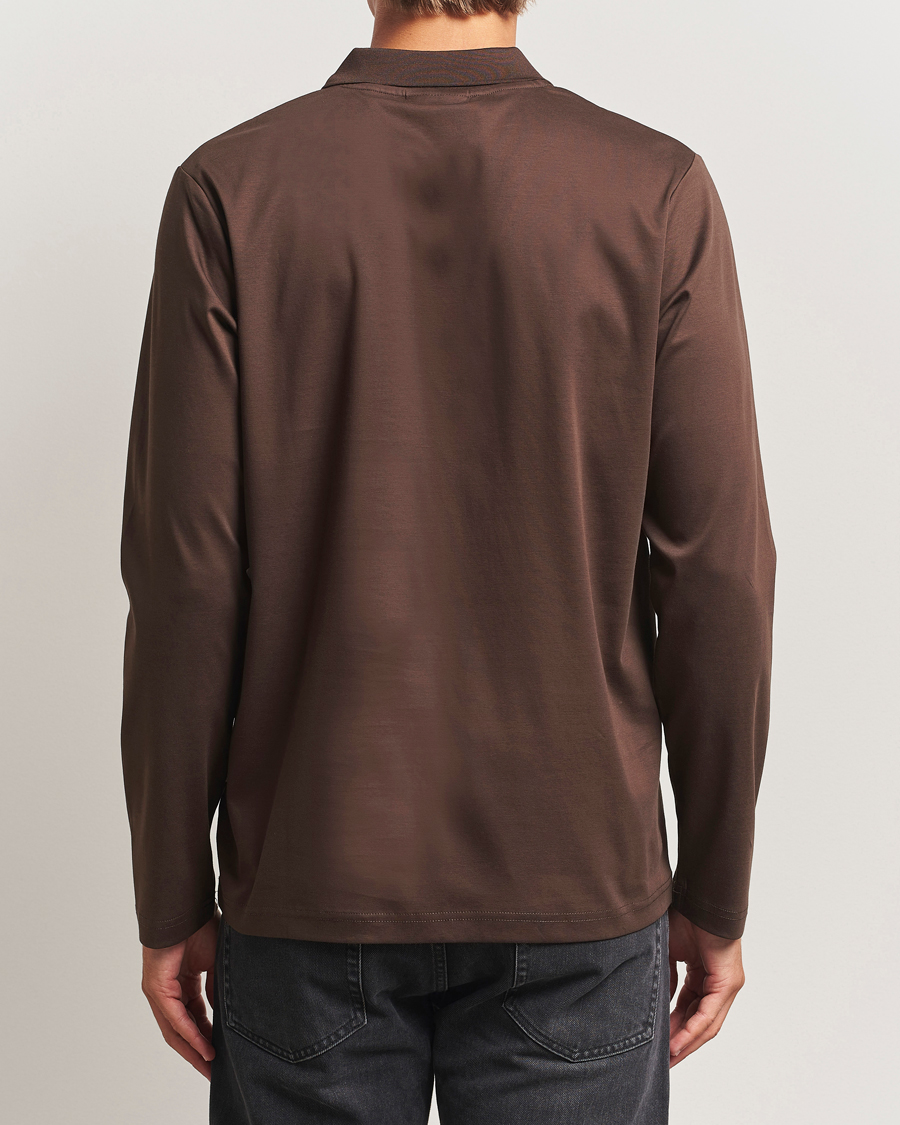 Herren | Poloshirts | NN07 | Paul Mercerized Long Sleeve Polo Demitasse Brown