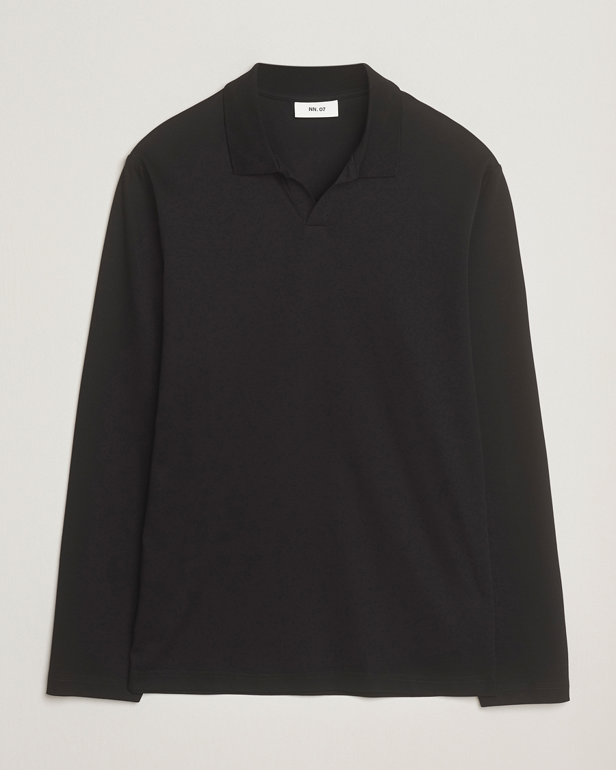 Herren | Poloshirts | NN07 | Paul Mercerized Long Sleeve Polo Black