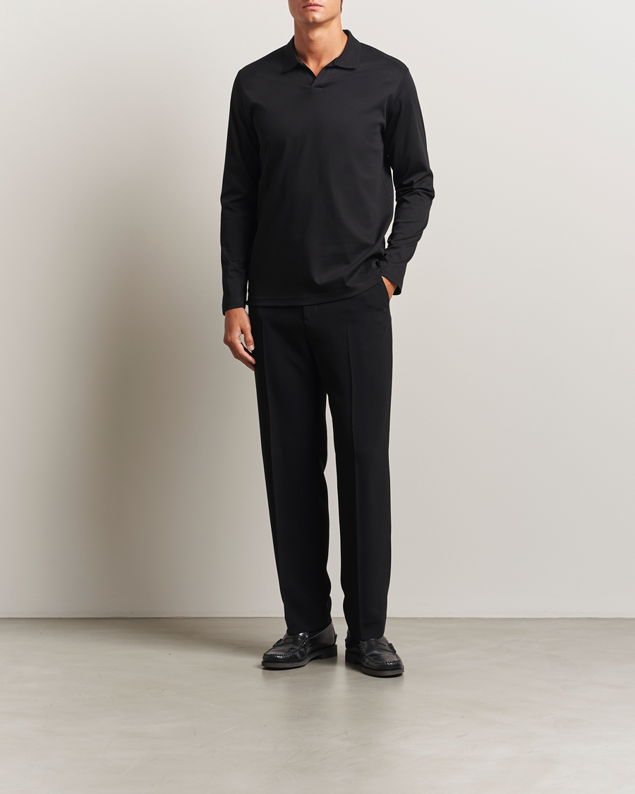 Herren | Poloshirts | NN07 | Paul Mercerized Long Sleeve Polo Black