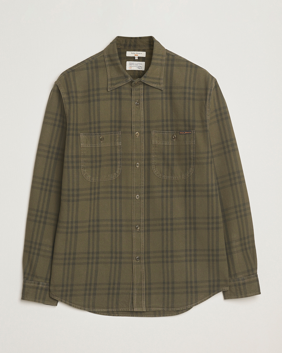 Herren | Hemden | Nudie Jeans | Julian Worker Checked Shirt Olive