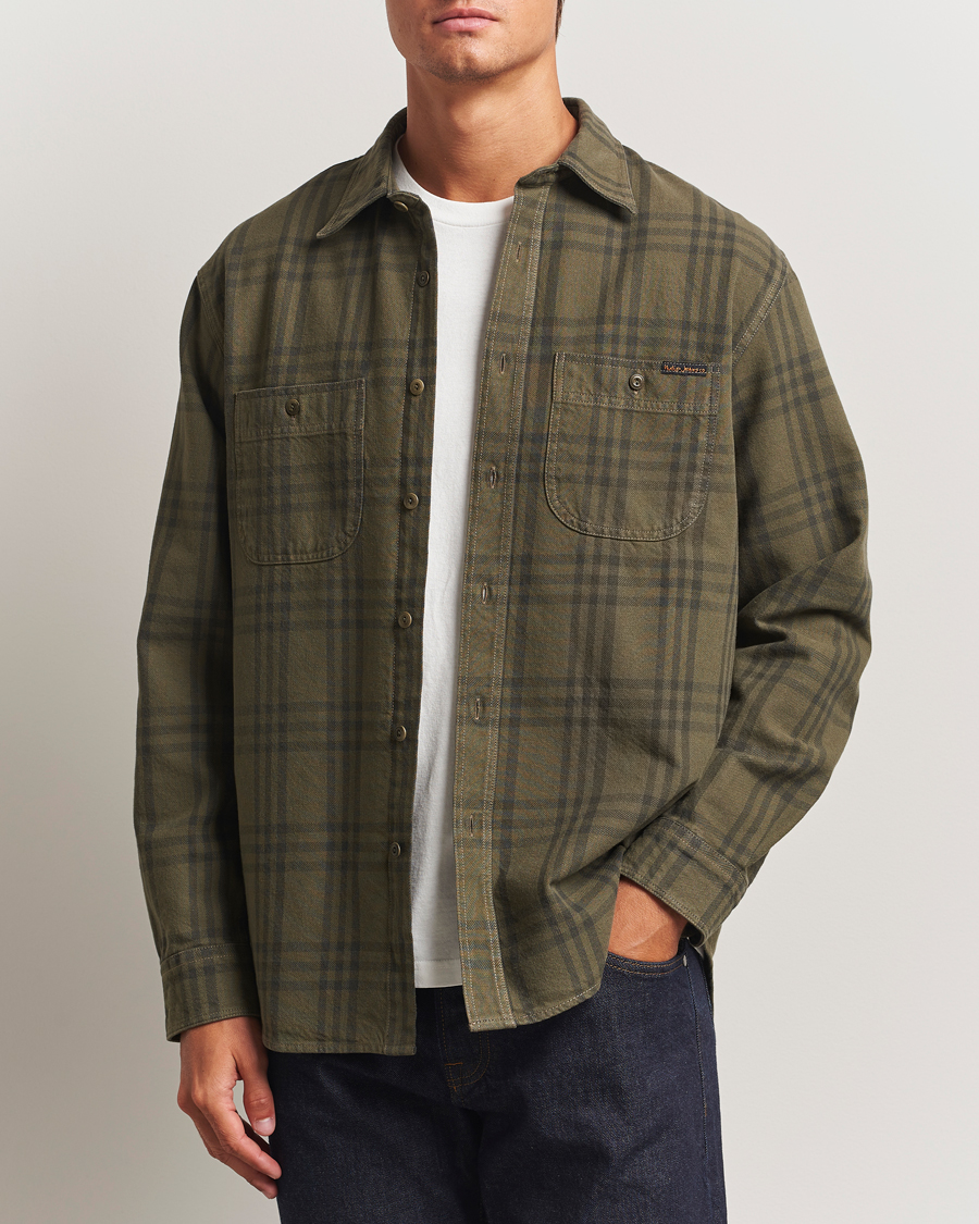 Herren | Hemden | Nudie Jeans | Julian Worker Checked Shirt Olive