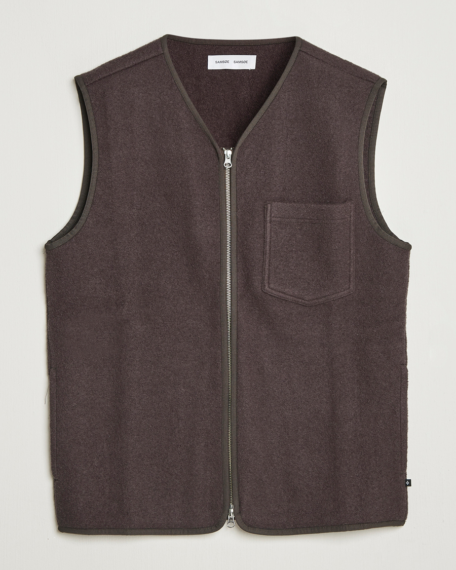Herren | Westen | Samsøe Samsøe | Hannes Boiled Wool Vest Turkish Coffee
