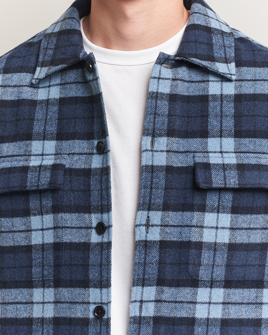 Herren | Hemden | Samsøe Samsøe | Castor Checked Overshirt Stellar Blue