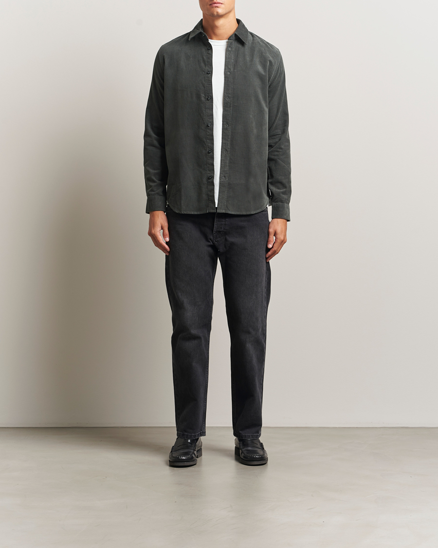 Herren | Hemden | Samsøe Samsøe | Liam Baby Cord Shirt Black Oyster