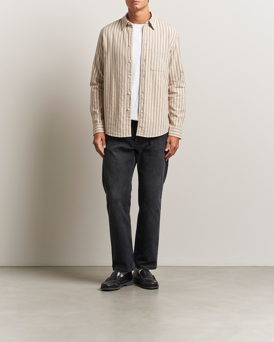 Herren | Hemden | Samsøe Samsøe | Liam Striped Shirt Canteen Green