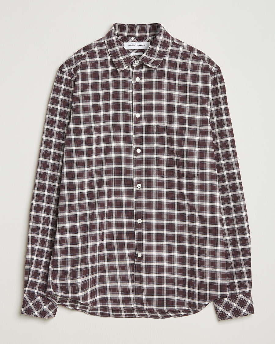 Herren | Hemden | Samsøe Samsøe | Liam Brushed Cotton Checked Shirt Raisin