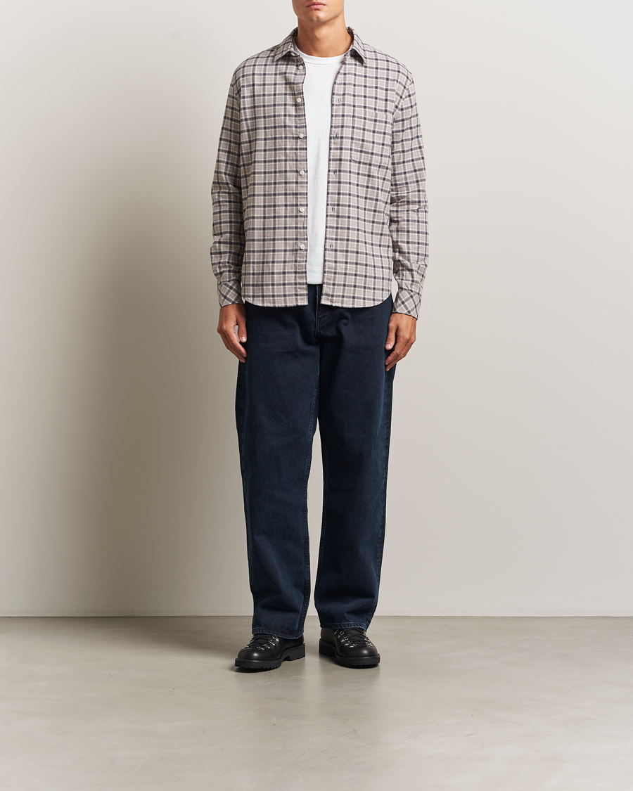 Herren | Hemden | Samsøe Samsøe | Liam Brushed Cotton Checked Shirt Elephant Skin