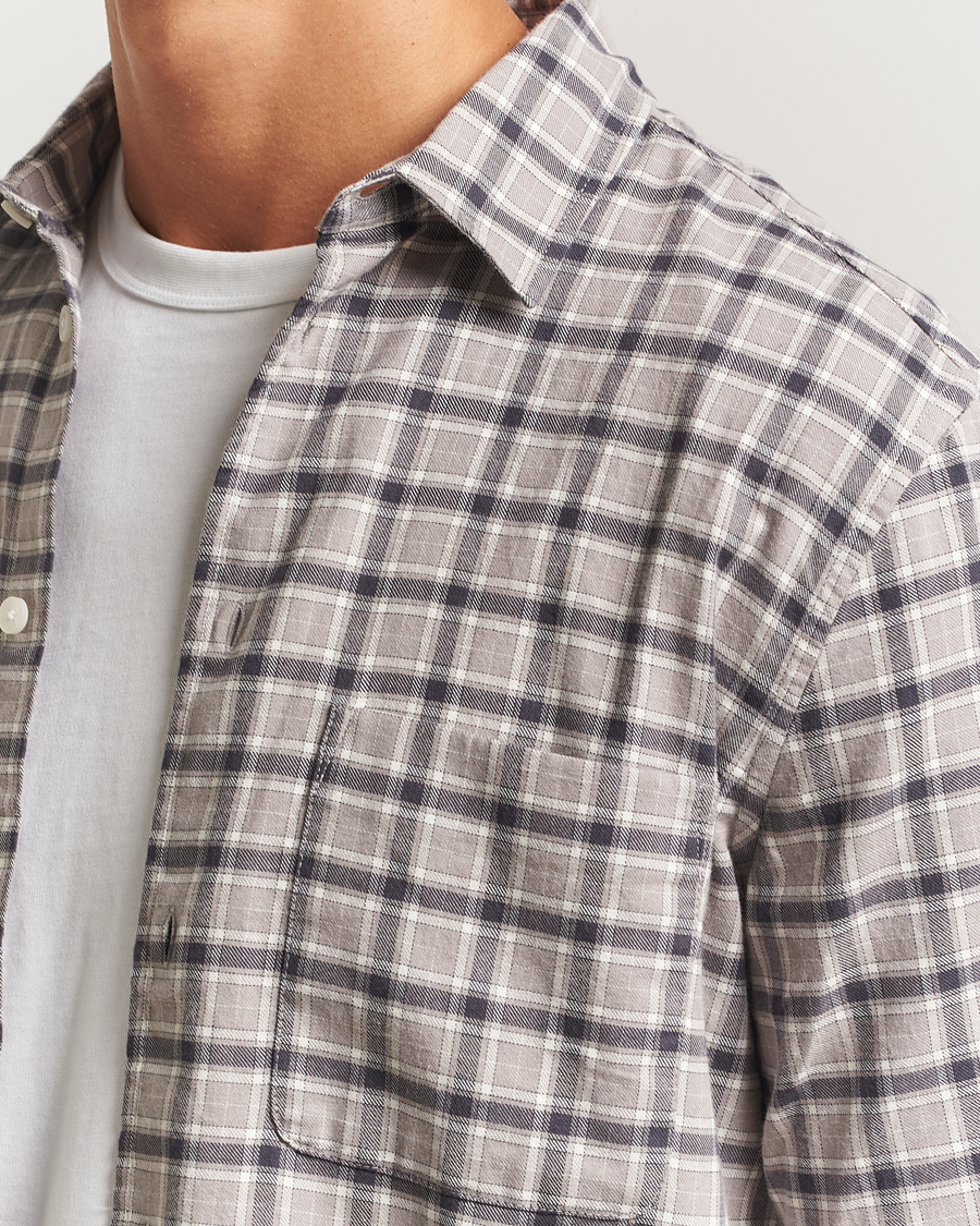 Herren | Hemden | Samsøe Samsøe | Liam Brushed Cotton Checked Shirt Elephant Skin