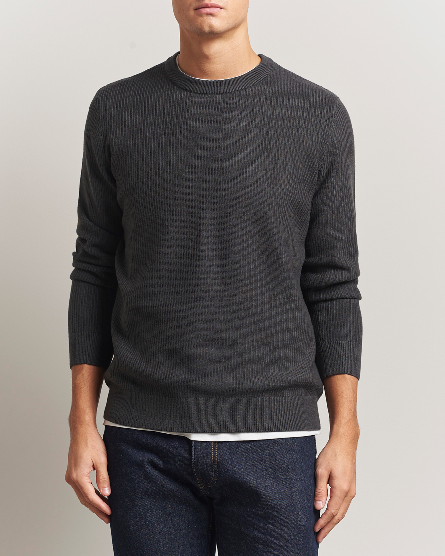 Herren | Pullover | Samsøe Samsøe | Dem Structured Knitted Crew Neck Black Oyster