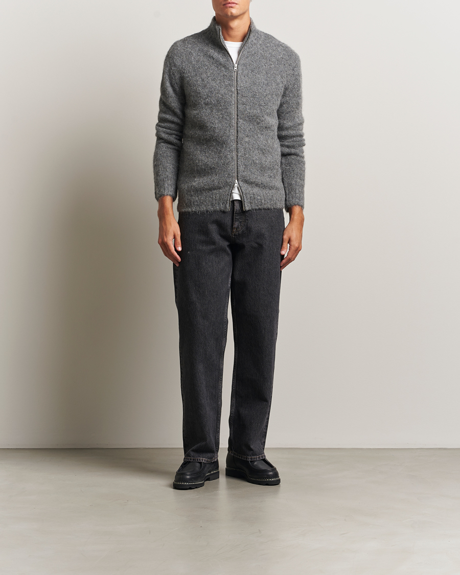 Herren | Pullover | Samsøe Samsøe | Jean Alpaca Knitted Full Zip Iron Gate