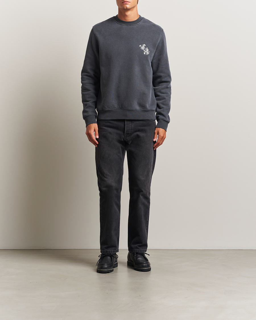 Herren | Pullover | Samsøe Samsøe | Phil Printed Crew Neck Sweatshirt Washed Black