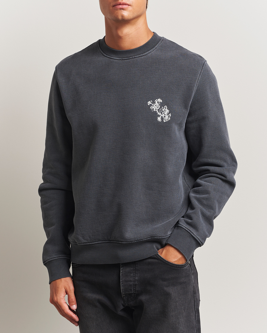 Herren | Pullover | Samsøe Samsøe | Phil Printed Crew Neck Sweatshirt Washed Black
