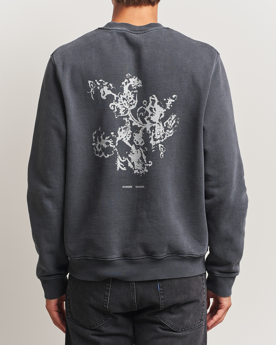 Herren | Pullover | Samsøe Samsøe | Phil Printed Crew Neck Sweatshirt Washed Black