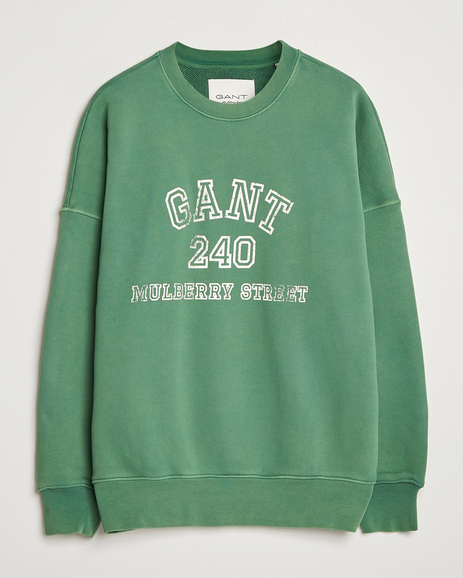 Herren | Pullover | GANT 240 Mulberry Street | Vintage Graphic Crew Neck Sweatshirts Forest Green
