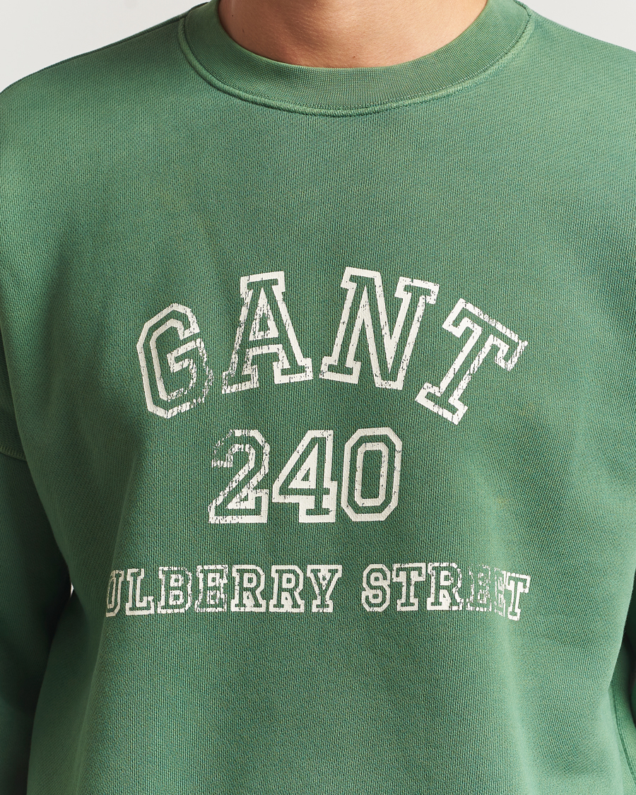 Herren | Pullover | GANT 240 Mulberry Street | Vintage Graphic Crew Neck Sweatshirts Forest Green
