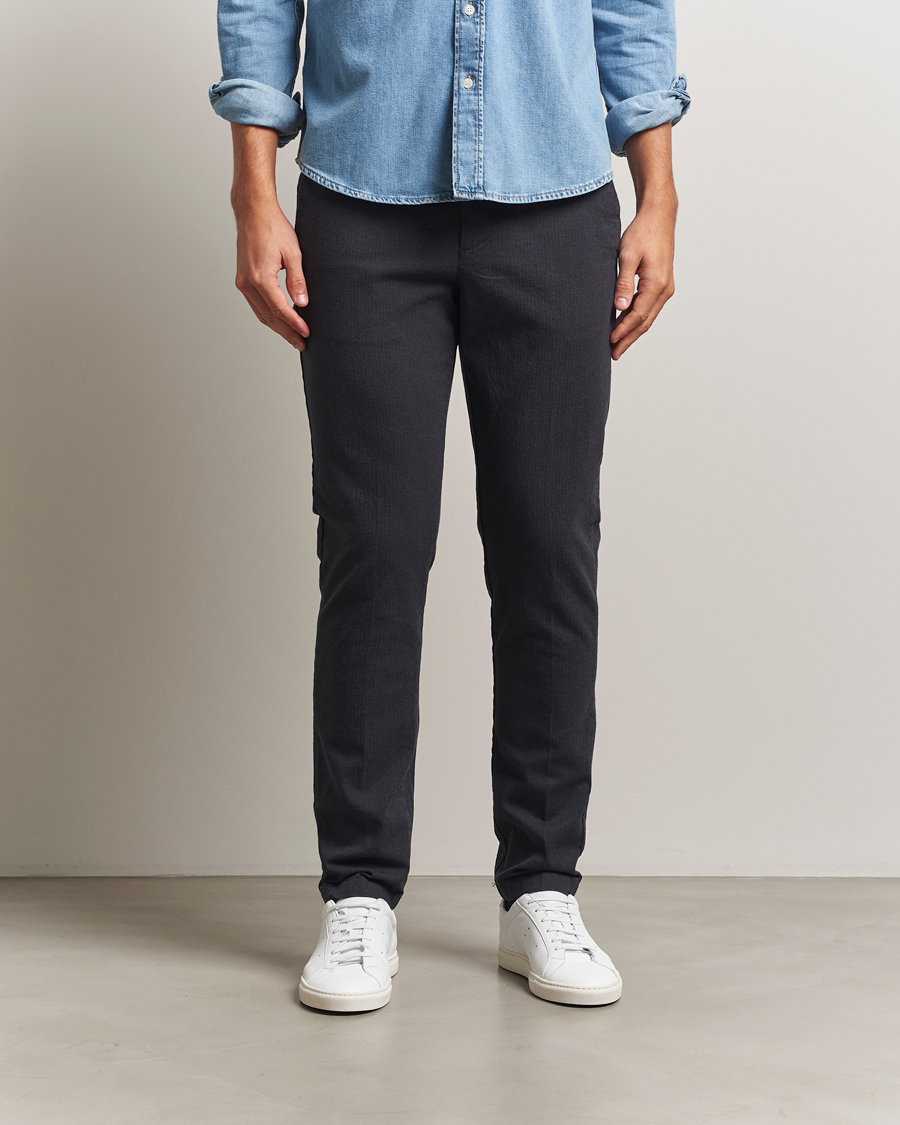 Herren | Hosen | Gant | Slim Fit Cotton Herringbone Trousers Antracite