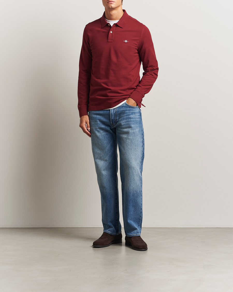 Herren | Poloshirts | GANT | Regular Shield Long Sleeve Polo Plumped Red