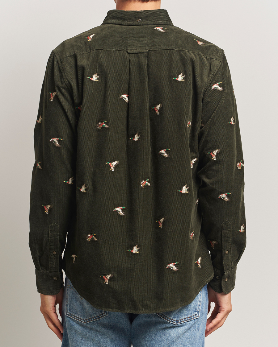 Herren | Hemden | GANT | Regular Fit Embroidered Corduroy Shirt Green Lagoon