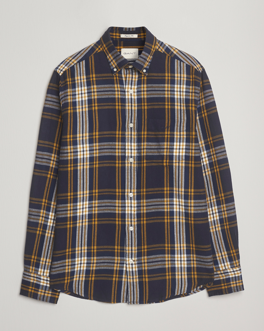 Herren | Hemden | GANT | Regular Fit Checked Flannel Shirt Evening Blue