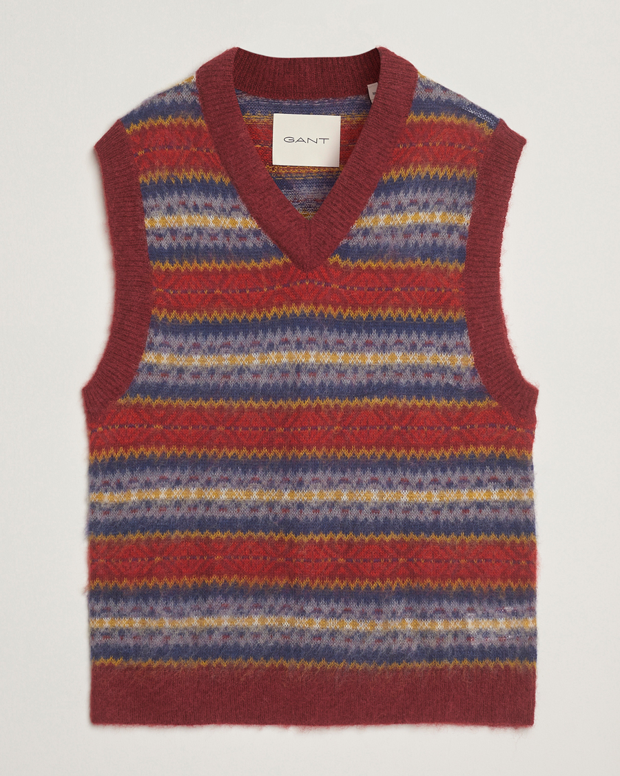 Herren | Pullover | GANT | Brushed Fair Isle Vest Plumped Red
