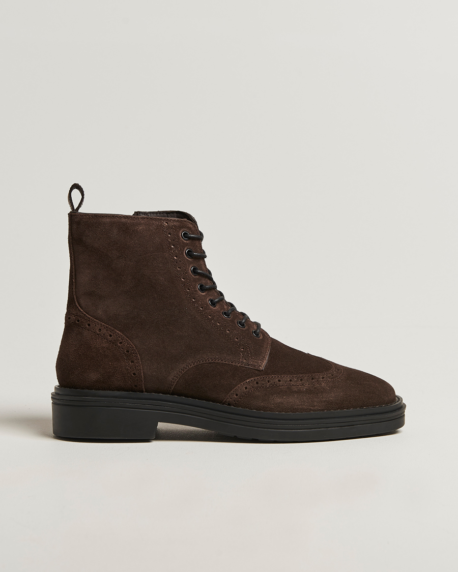 Herren | Boots | GANT | Boggar Suede Brouge Boot Espresso Brown