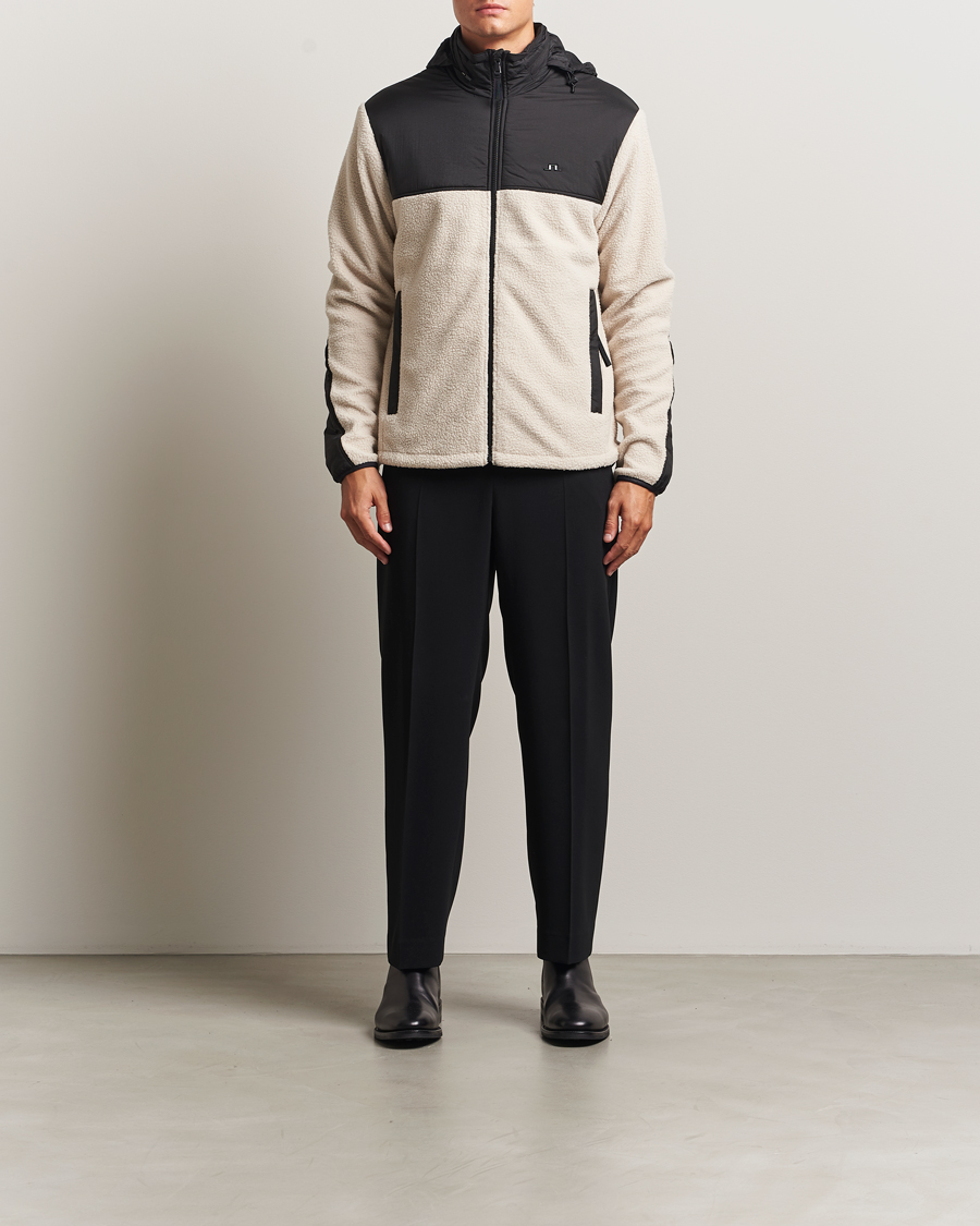 Herren | Pullover | J.Lindeberg | Provo Pile Hooded Full Zip Moonbeam