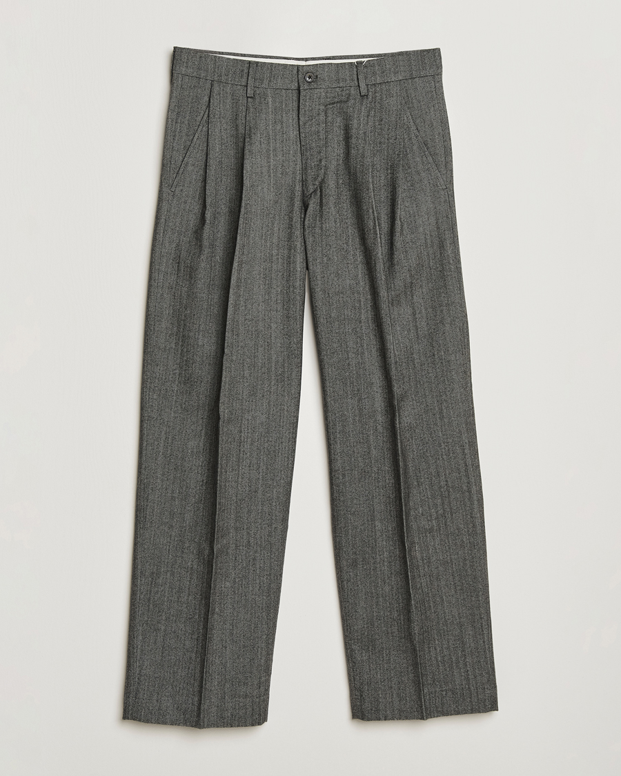 Herren | Hosen | NN07 | Justin Double Pleated Herringbone Trousers Grey