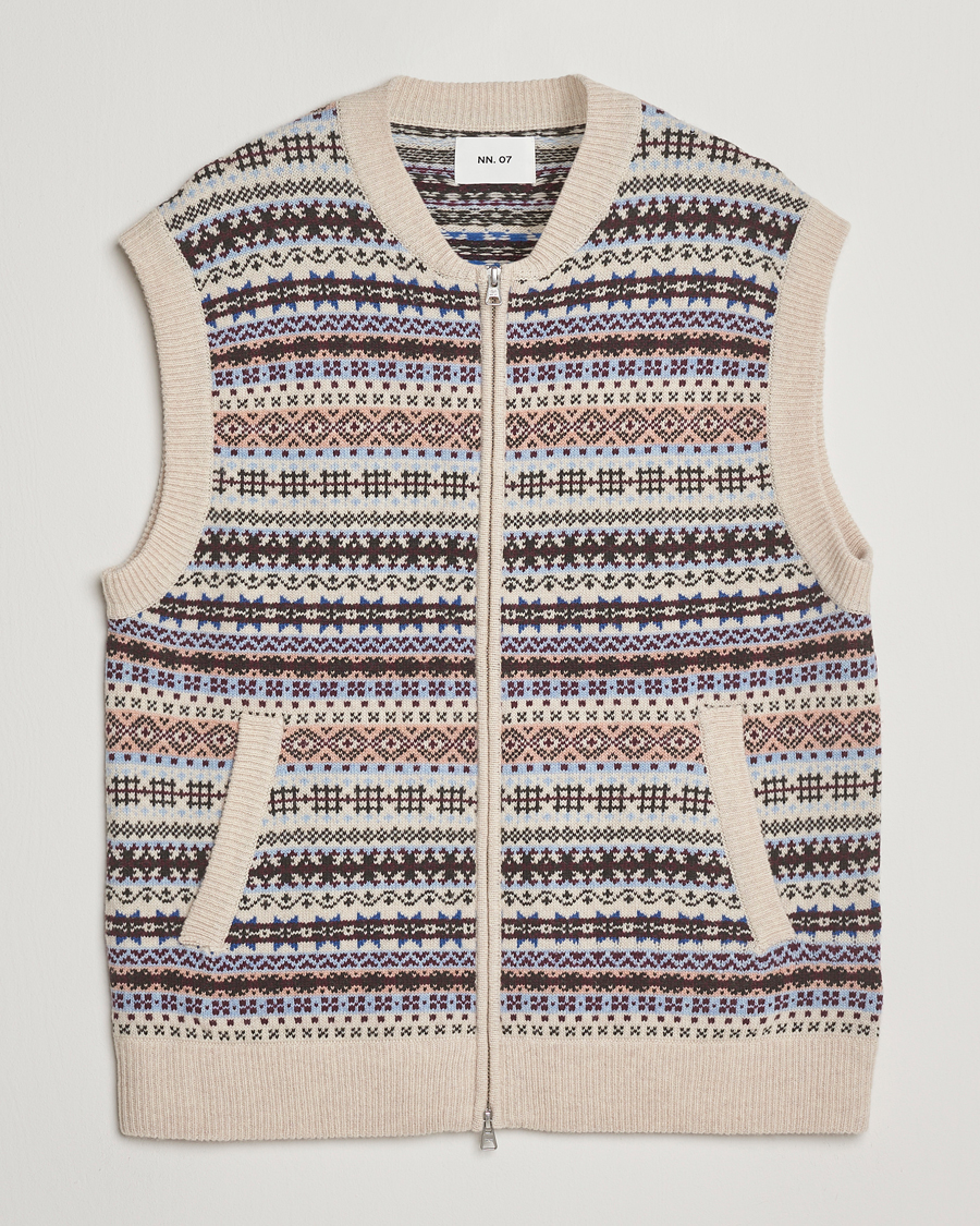 Herren | Pullover | NN07 | Robbie Fairisle Full Zip Vest Multi