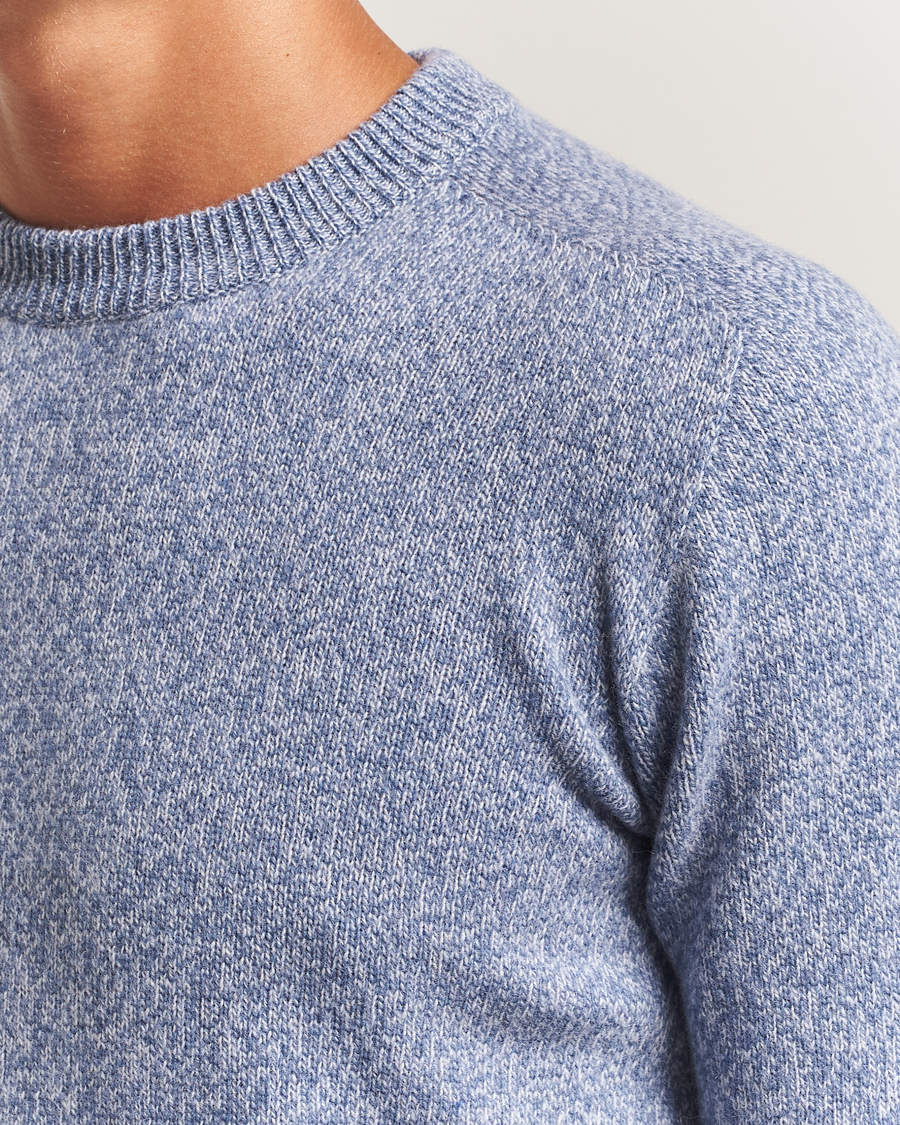 Herren | Pullover | Altea | Wool/Cashmere Crew Neck Sweater Light Blue Melange