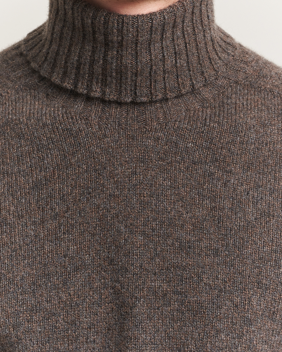 Herren | Pullover | Altea | Wool/Cashmere Rollneck Dark Brown Melange