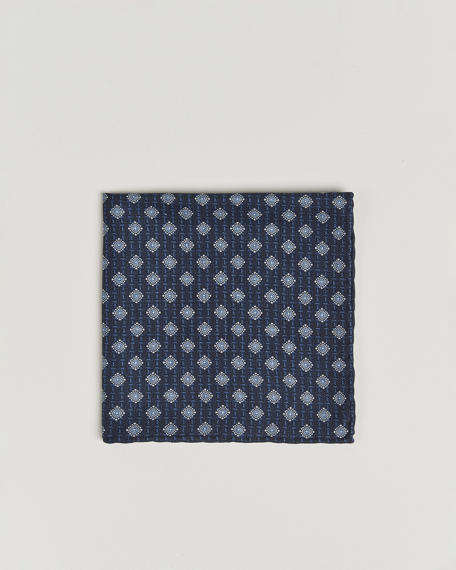 Herren | Einstecktücher | Brunello Cucinelli | Printed Silk Pocket Square Navy
