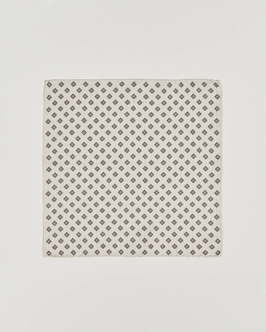 Herren | Einstecktücher | Brunello Cucinelli | Printed Silk Pocket Square Ivory