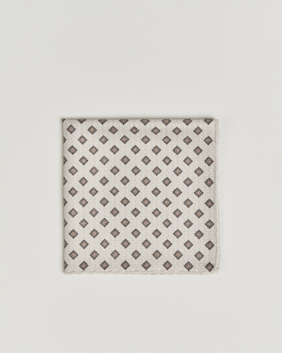 Herren | Einstecktücher | Brunello Cucinelli | Printed Silk Pocket Square Ivory