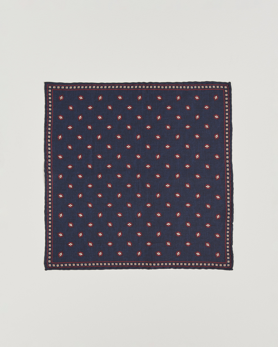 Herren | Einstecktücher | Brunello Cucinelli | Printed Silk Pocket Square Navy
