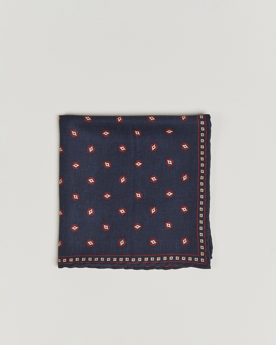 Herren | Einstecktücher | Brunello Cucinelli | Printed Silk Pocket Square Navy