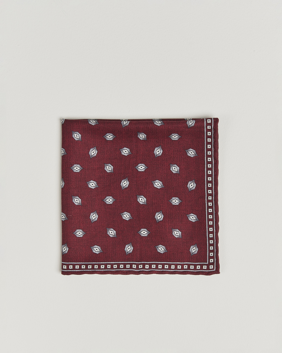 Herren | Einstecktücher | Brunello Cucinelli | Printed Silk Pocket Square Burgundy