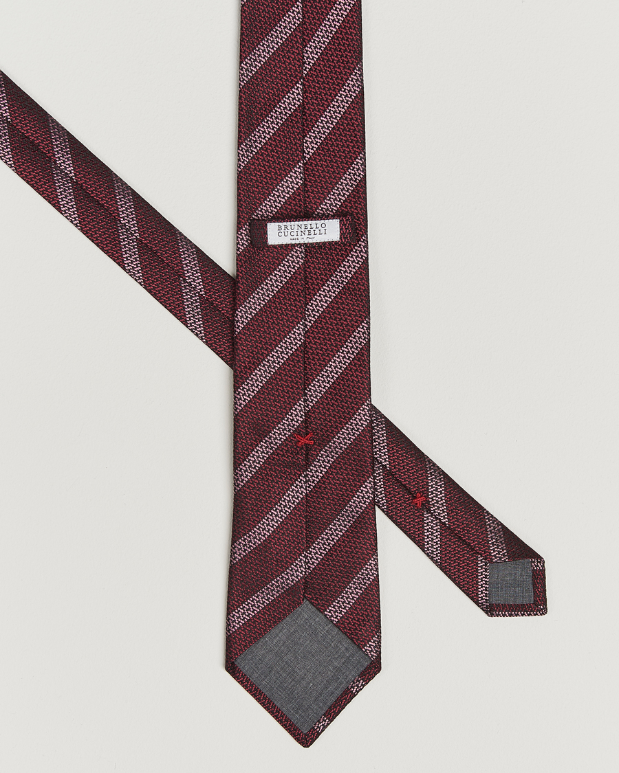Herren | Brunello Cucinelli Regimental Stripe Silk Tie Amaranto | Brunello Cucinelli | Regimental Stripe Silk Tie Amaranto