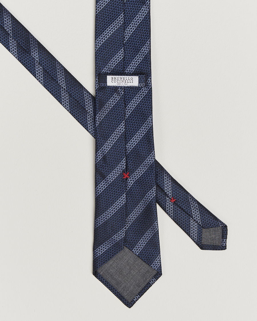 Herren | Krawatten | Brunello Cucinelli | Regimental Stripe Silk Tie Navy