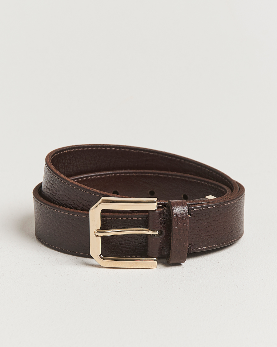 Herren | Brunello Cucinelli Grain Leather Belt Dark Brown | Brunello Cucinelli | Grain Leather Belt Dark Brown