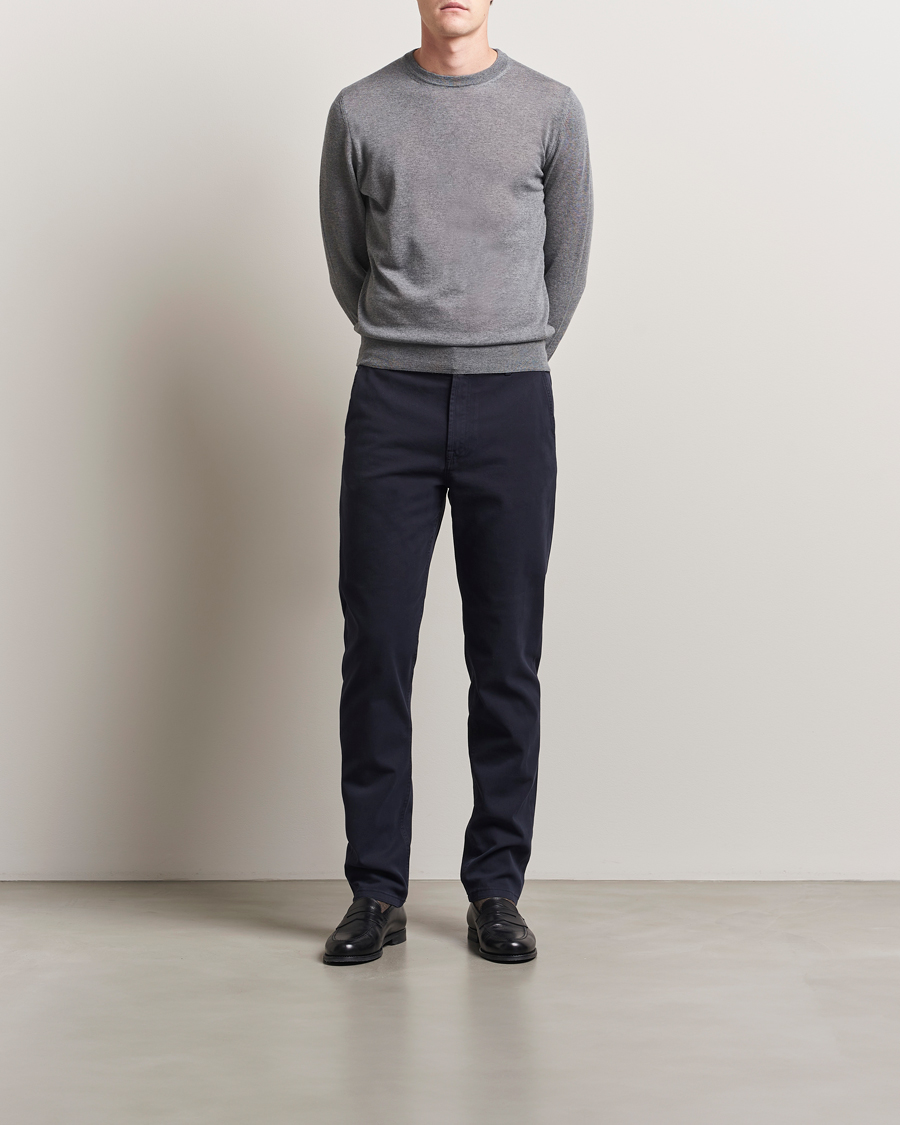 Herren | Pullover | Canali | Merino Wool Crew Neck Light Grey
