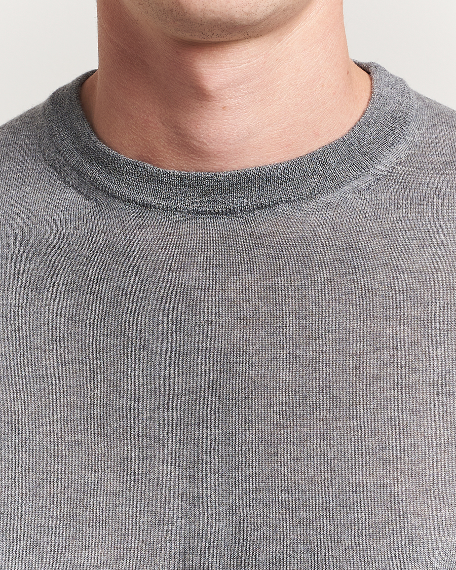 Herren | Pullover | Canali | Merino Wool Crew Neck Light Grey