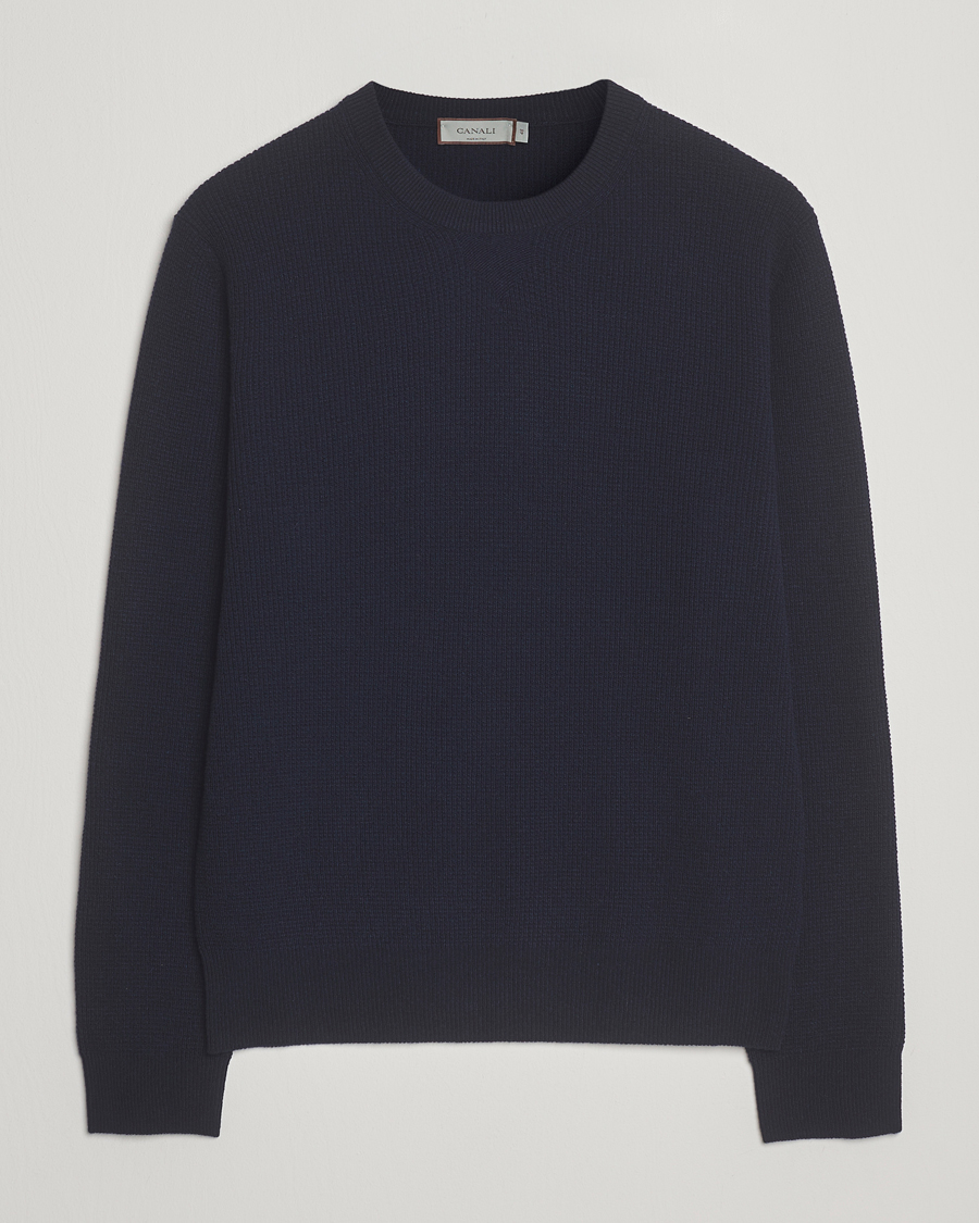 Herren | Pullover | Canali | Wool/Cashmere Crew Neck Navy