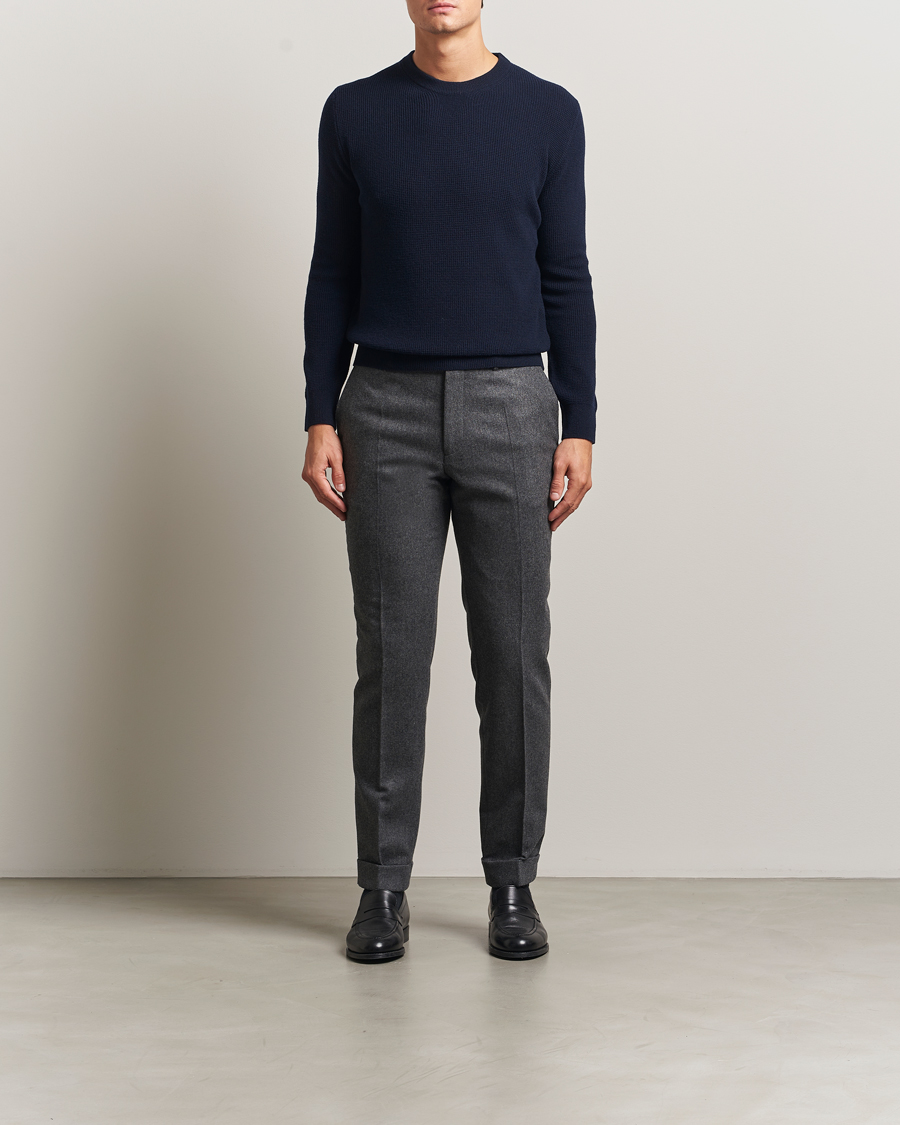 Herren | Pullover | Canali | Wool/Cashmere Crew Neck Navy