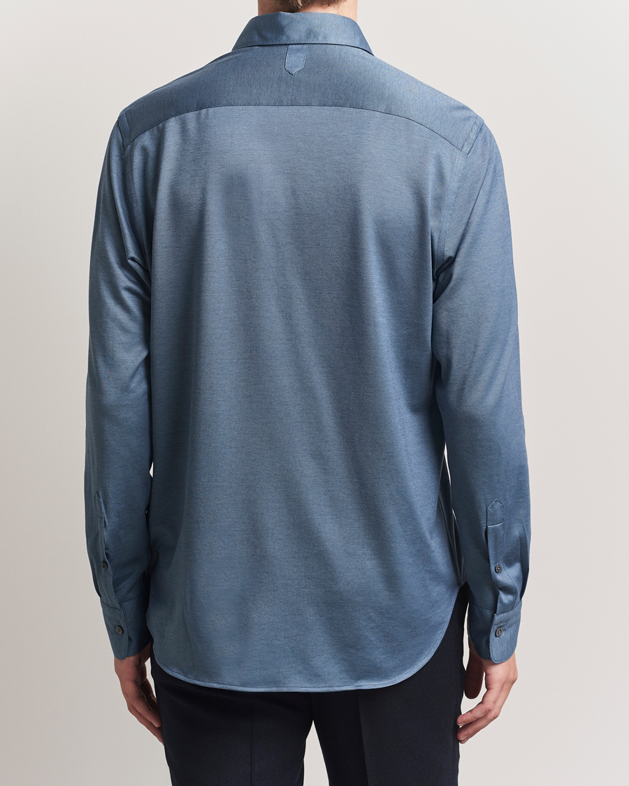 Herren | Hemden | Canali | Jersey Piquet Shirt Blue