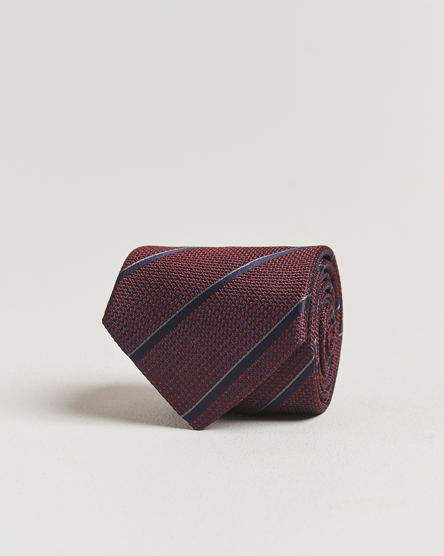 Herren | Canali Regimental Stripe Silk Tie Burgundy/Navy | Canali | Regimental Stripe Silk Tie Burgundy/Navy