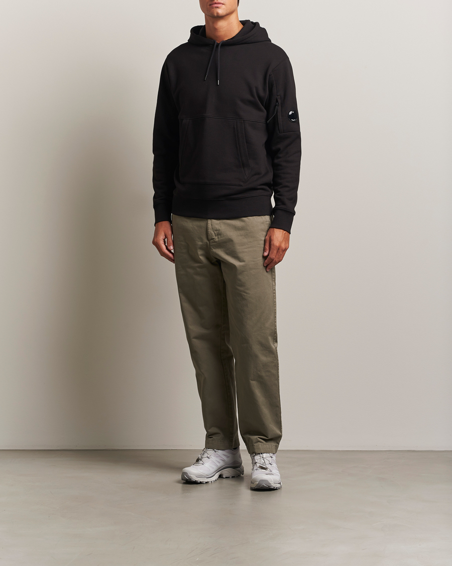 Herren | Pullover | C.P. Company | Diagonal Raised Fleece Lens Hood Black