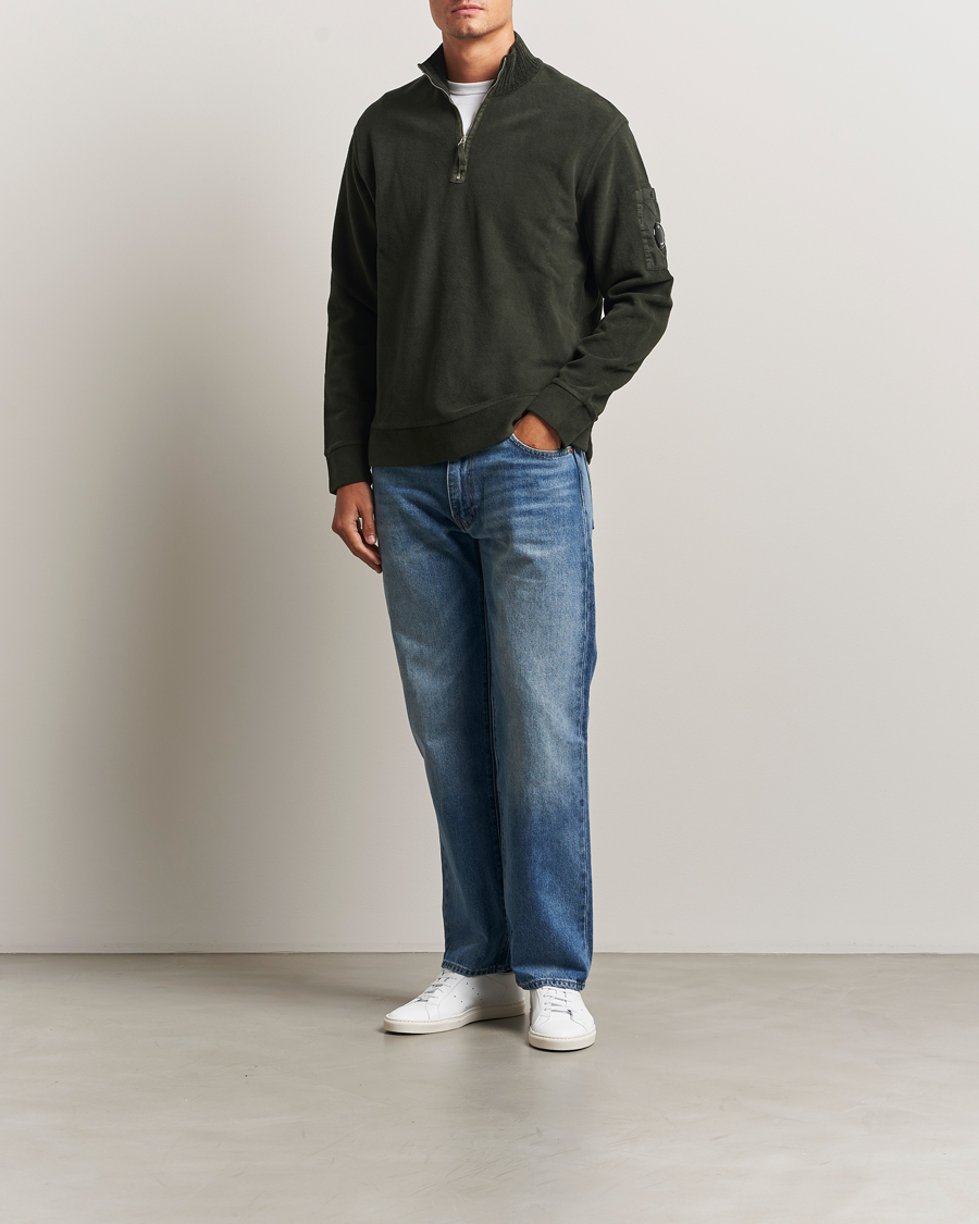 Herren | Pullover | C.P. Company | Brushed Emerized Diagonal Fleece Half Zip Dark Green