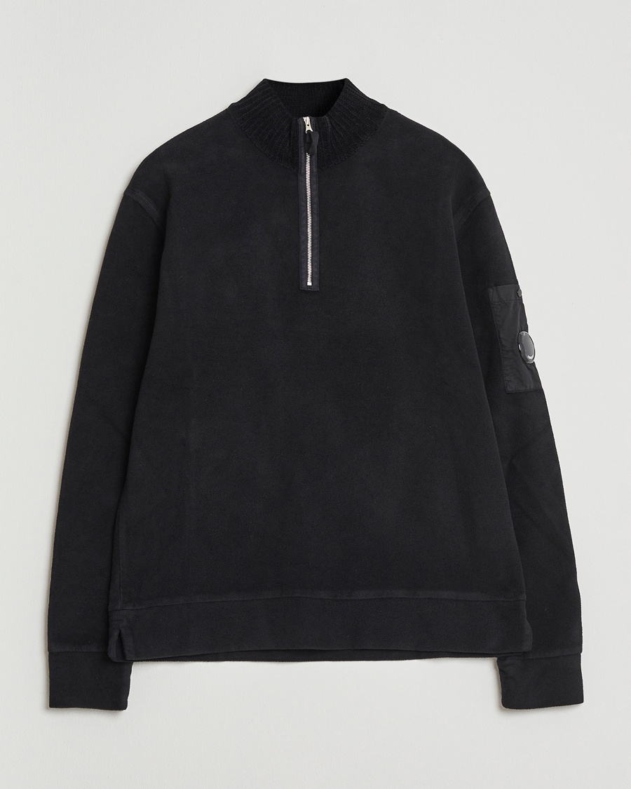 Herren | Pullover | C.P. Company | Brushed Emerized Diagonal Fleece Half Zip Black