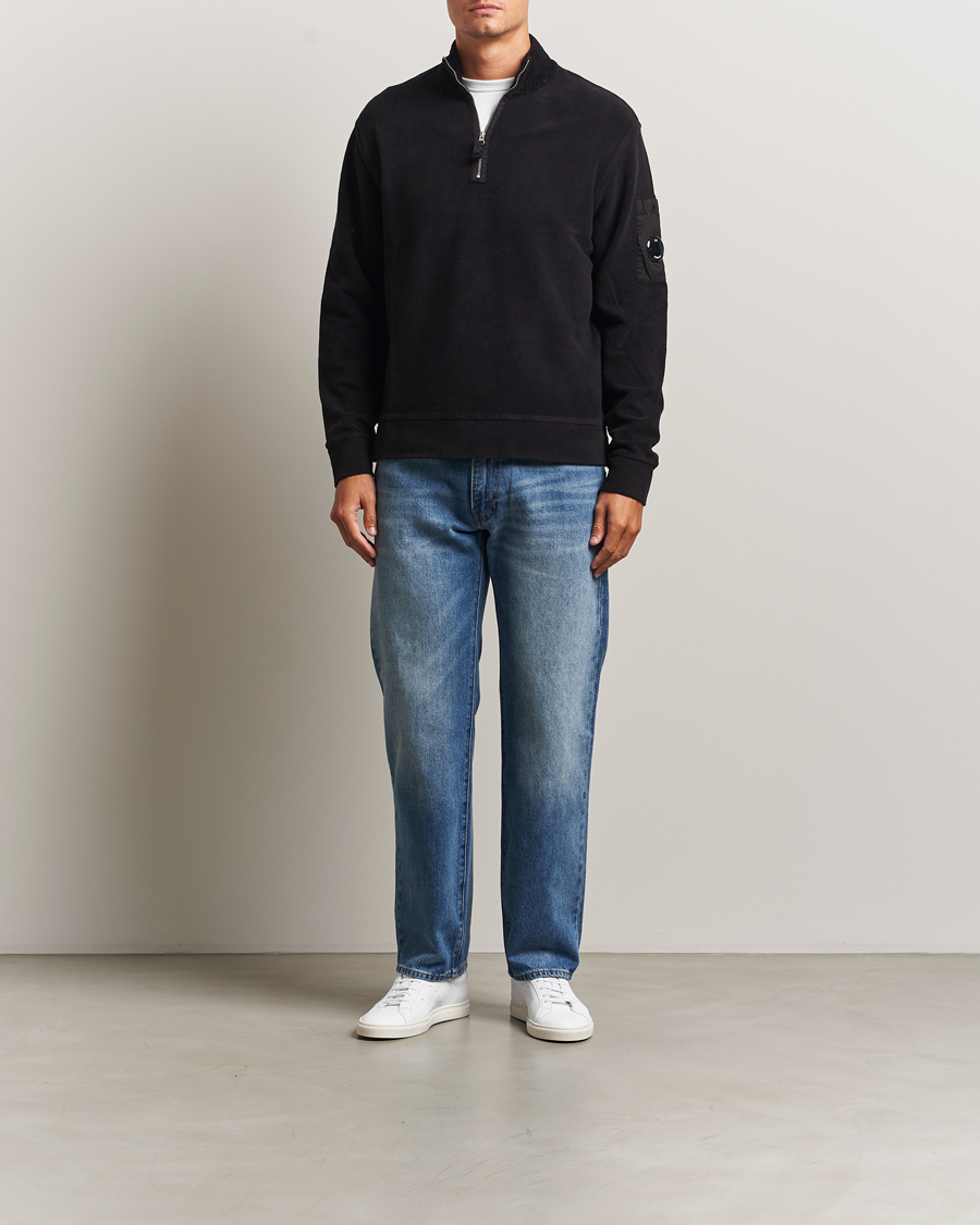 Herren | Pullover | C.P. Company | Brushed Emerized Diagonal Fleece Half Zip Black